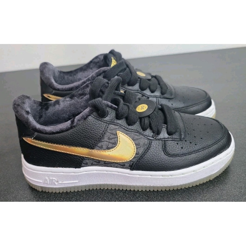 Nike Air Force 1 Low LV8 BG AF1 Bronx Origins Black Gold Kids Youth 4 FN6977-010